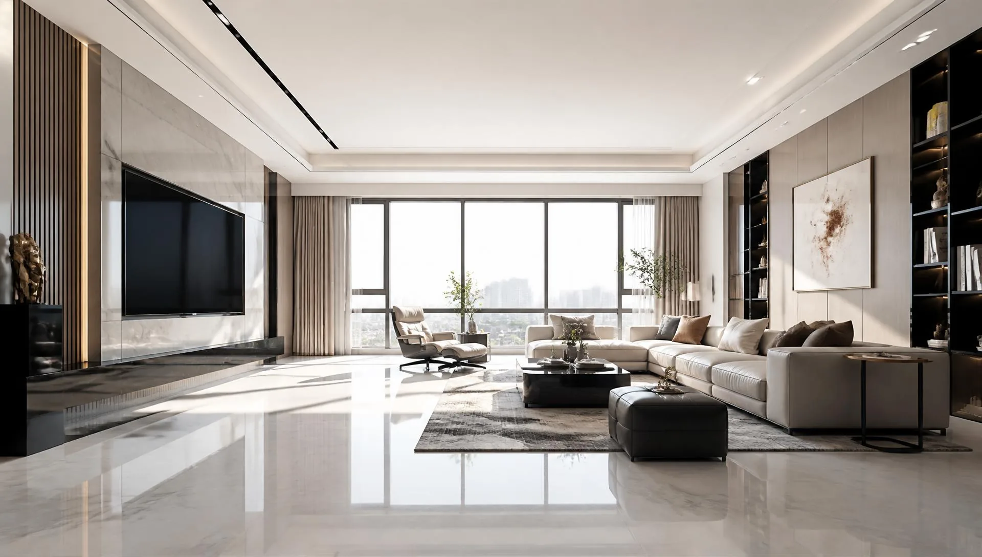 Spotless living room after professional home cleaning