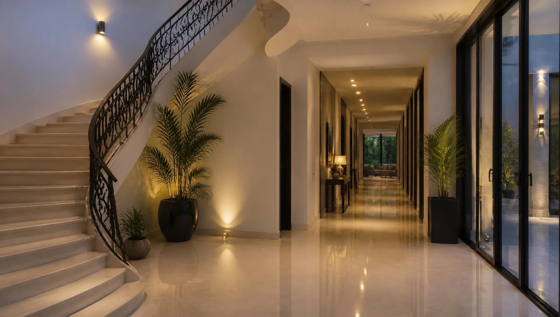 Clean villa hallway maintained by Infinity Homes Expert
